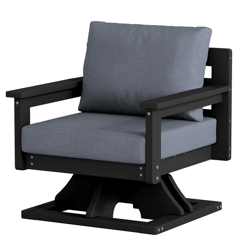 Outdoor Swivel Chair with Premium Cushion, Black