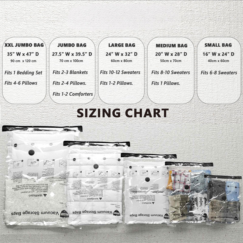 8 Jumbo Vacuum Storage Bags, Vacuum Seal Bags For Clothing, Travel Space Saver Bags For Luggage Clothes Pillows Comforters Blankets Bedding