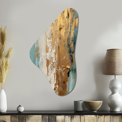 «Gilded Daydreames VII», art mural minimaliste abstrait en métal, sculpture murale en métal de forme unique