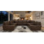 Canapé modulaire inclinable électrique en cuir véritable avec console, porte-gobelets et ports USB-493273986