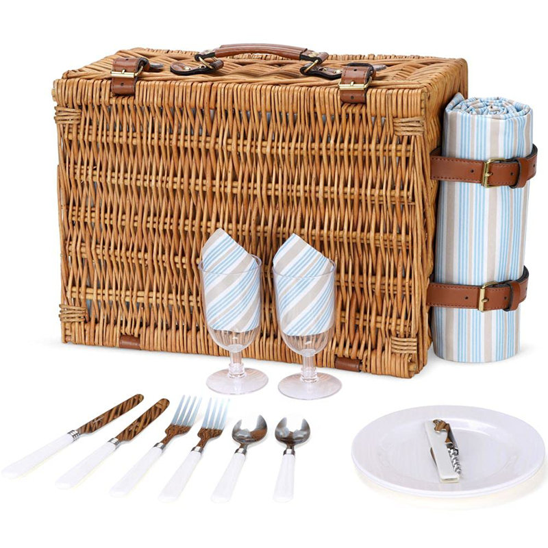 Panier en osier, service pour 2