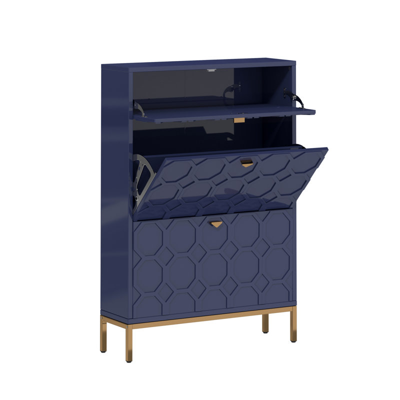 Bailes 16 Pair Shoe Storage Cabinet, Blue