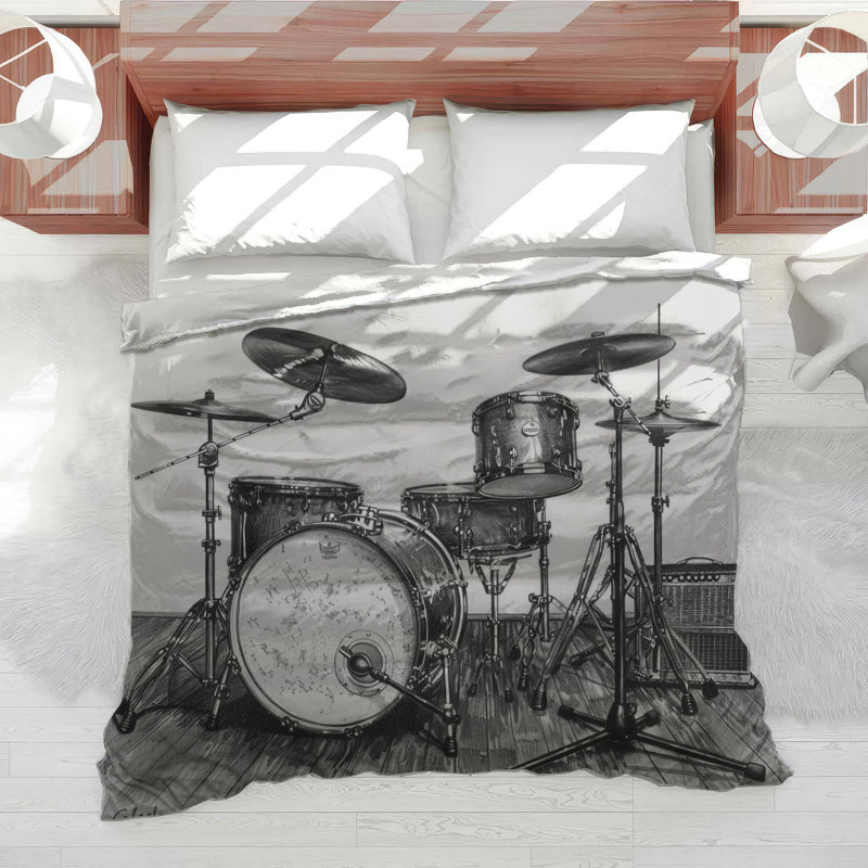 Housse de couette Drum Set Bedding Music, Housse de couette pour très grand lit