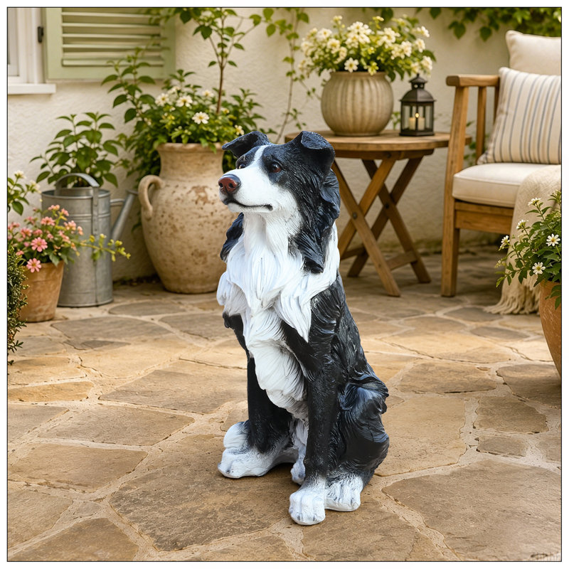 Statue de chien collie à l'extérieur pour jardin
