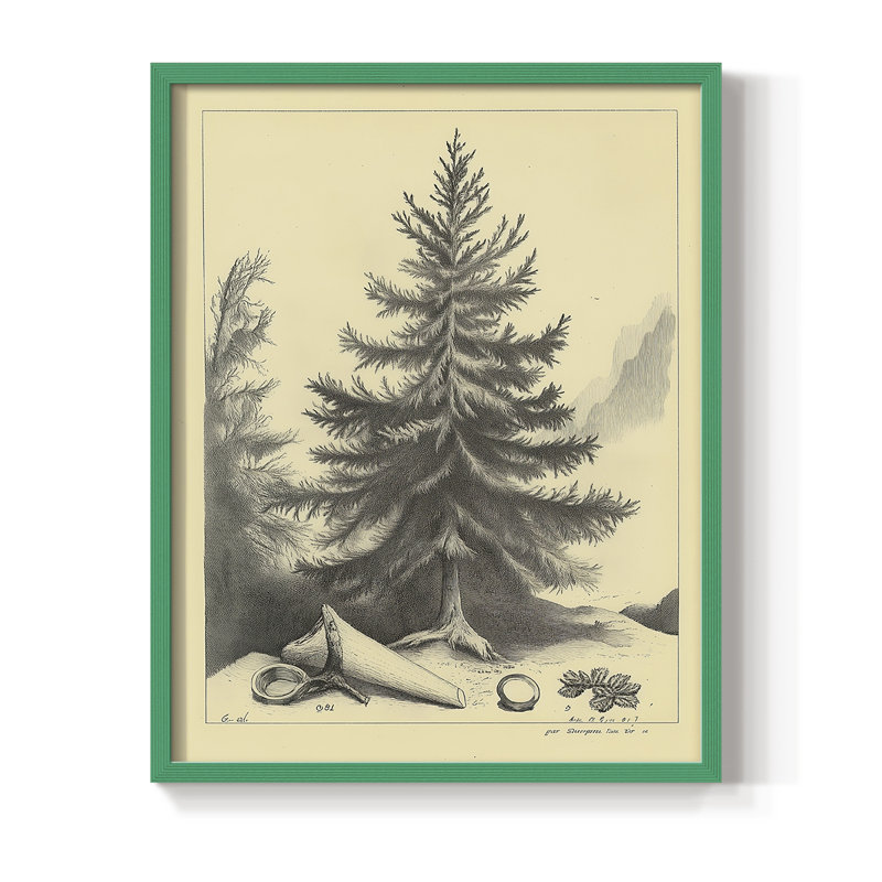 Reproduction d'art encadrée de Noël, Vert, H 21 po x l 17 po