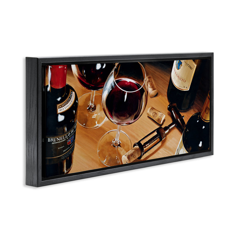 Art mural sur toile flottant avec verres à vin et nature morte, design par Stefano Ferreri, H 11 po x l 25 po