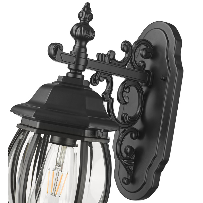 Lanterne murale d’extérieur 1 ampoule Zuckerman, Noir mat, Verre biseauté transparent