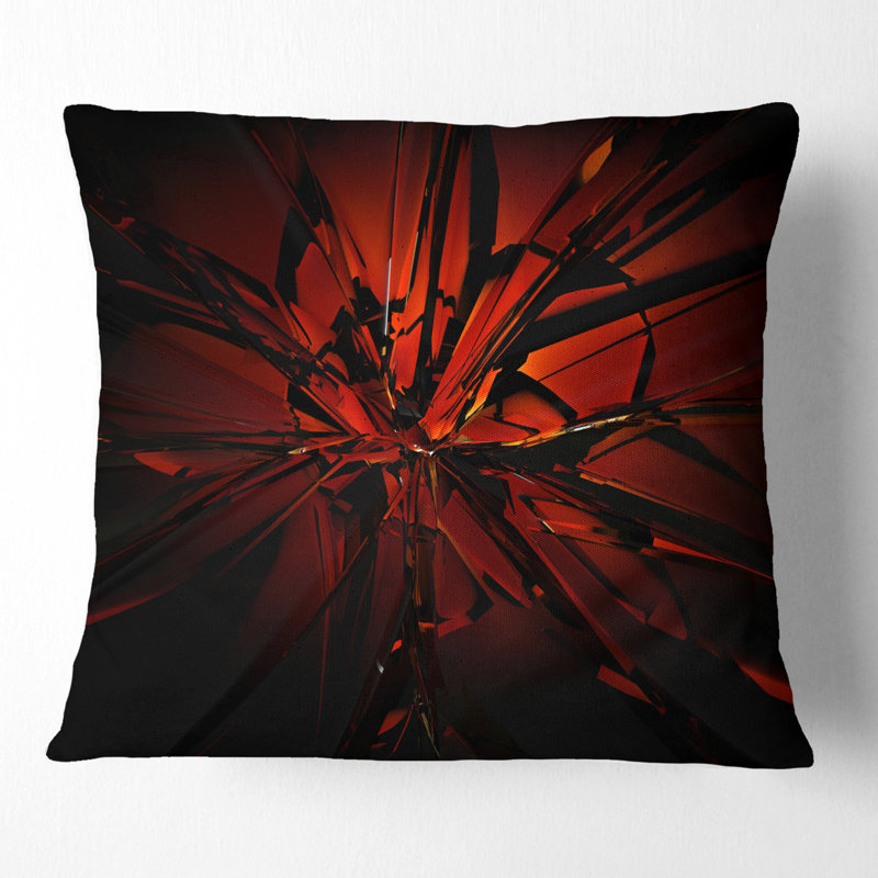 Magnifique motif en cristal 3D rouge - coussin abstrait imprimé, 16 po x 16 po, Coussin décoratif