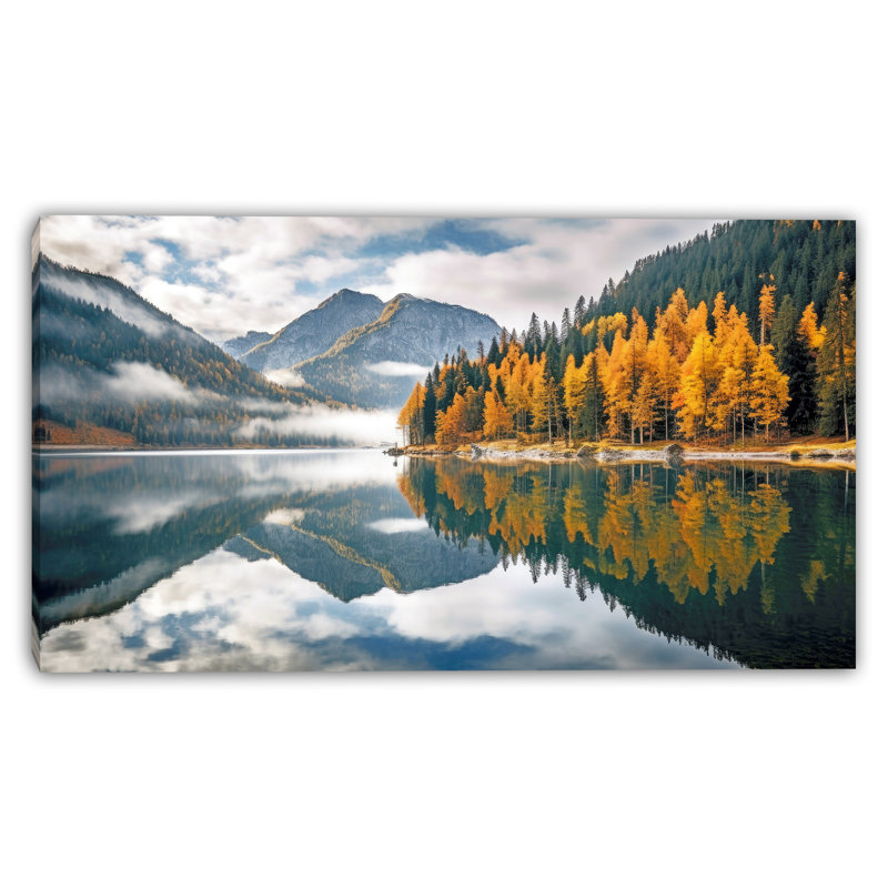 Golden Larch Reflection Wrapped Canvas Wall Art, 20" H x 36" W