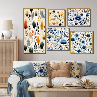 Janssen - ensemble de 5 impressions sur toile florales