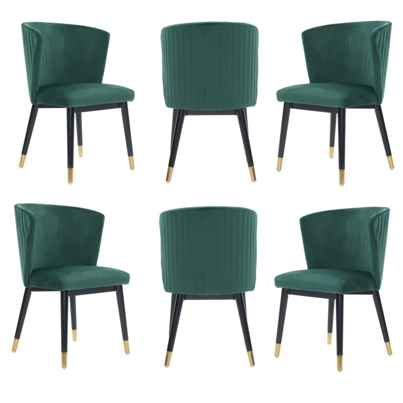 Sofina Modern Velvet Dining Chair, Tufted Back, Wooden Frame, Green