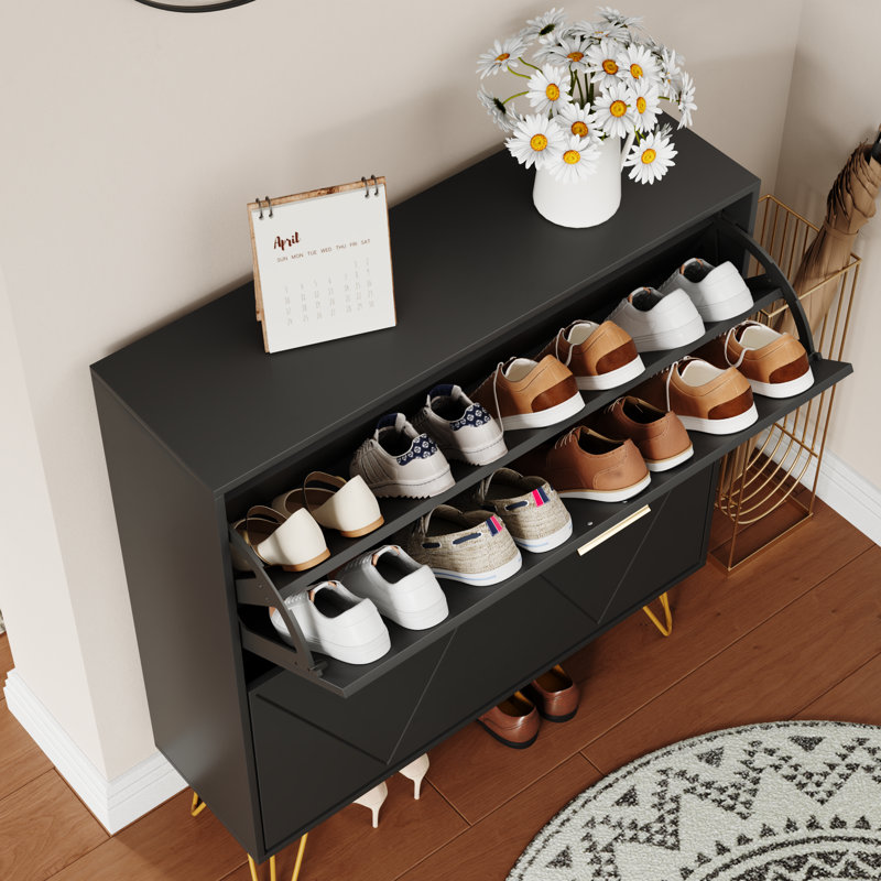 30 Pair Shoe Storage Cabinet,Shoe Organizer, Black