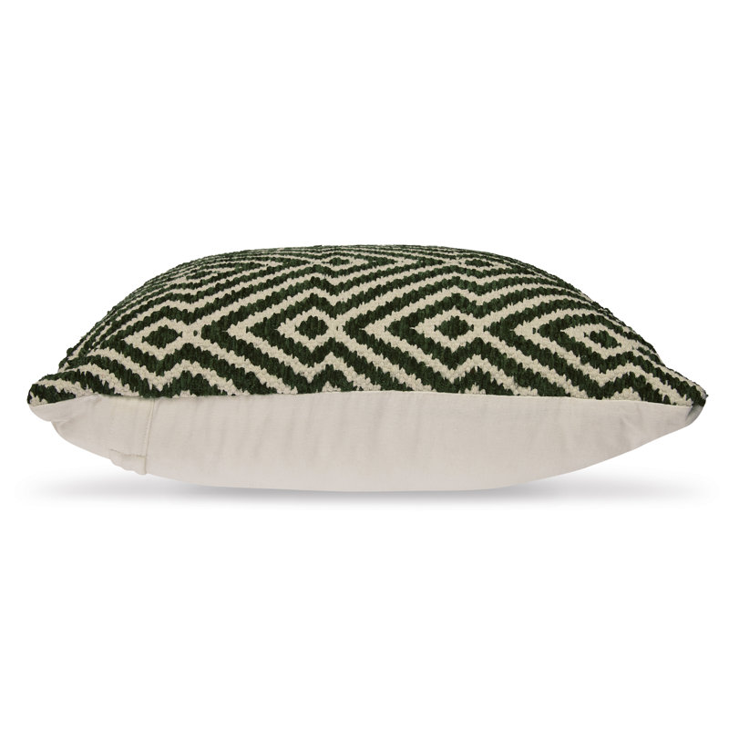 Digover 19" Green Cotton and Polyester Square Pillow
