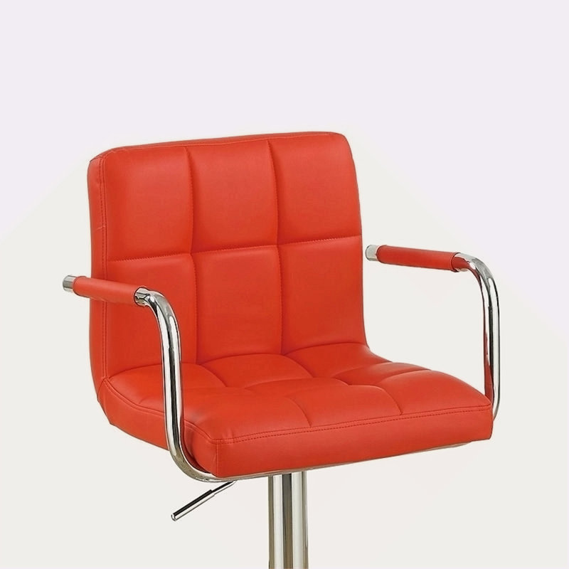 Tabouret de bar en similicuir rouge de style contemporain, ensemble de 2 tabourets de cuisine à hauteur réglable pour îlot de cuisine