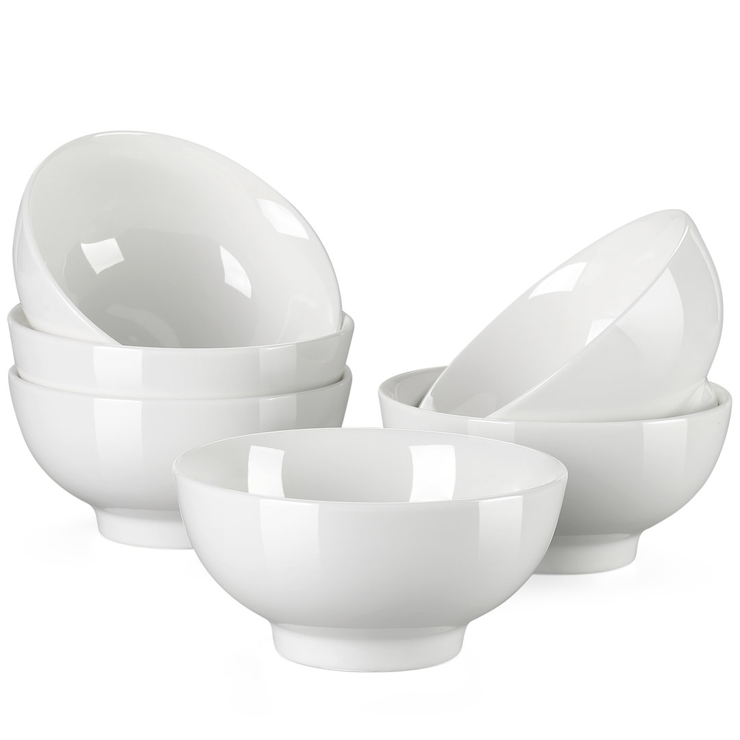 6-Piece 660Ml Assorted Color Porcelain China Cereal Bowl Set