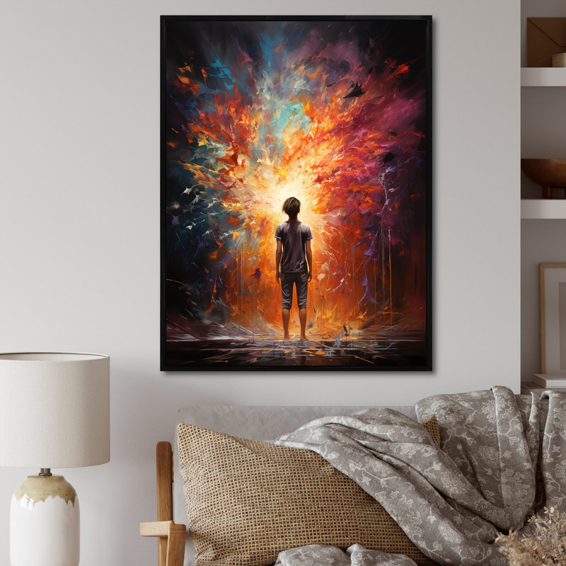 Médiation, sensibilisation transcendantale - Impression, H 32 po x l 16 po x P 1 po, Cadre flottant noir
