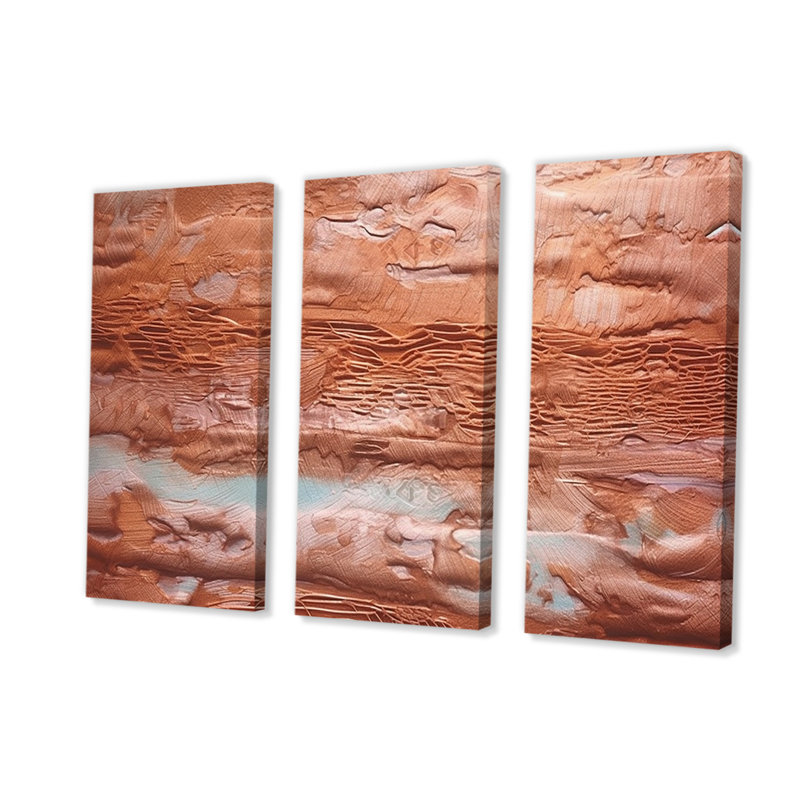 «Terracotta Bliss Abstract II», reproduction sur toile 3 pièces, H 28 po x l 36 po x P 1 po