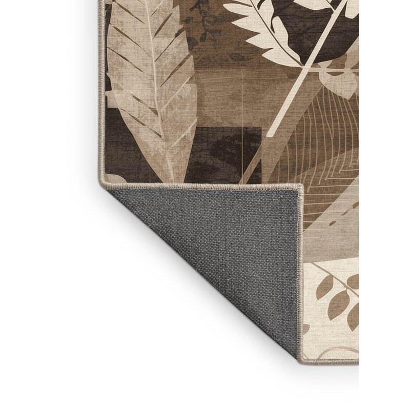Tapis abstrait doux et moelleux en fougère Temaraia, 6 po de diamètre