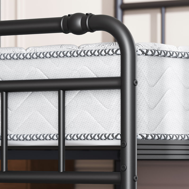 Base de lit pour grand lit en métal 14 po avec tête de lit, industrielle robuste, capacité de 3500 lb, anti-balancement silencieux, noir, assemblage facile, aucun sommier tapissier requis