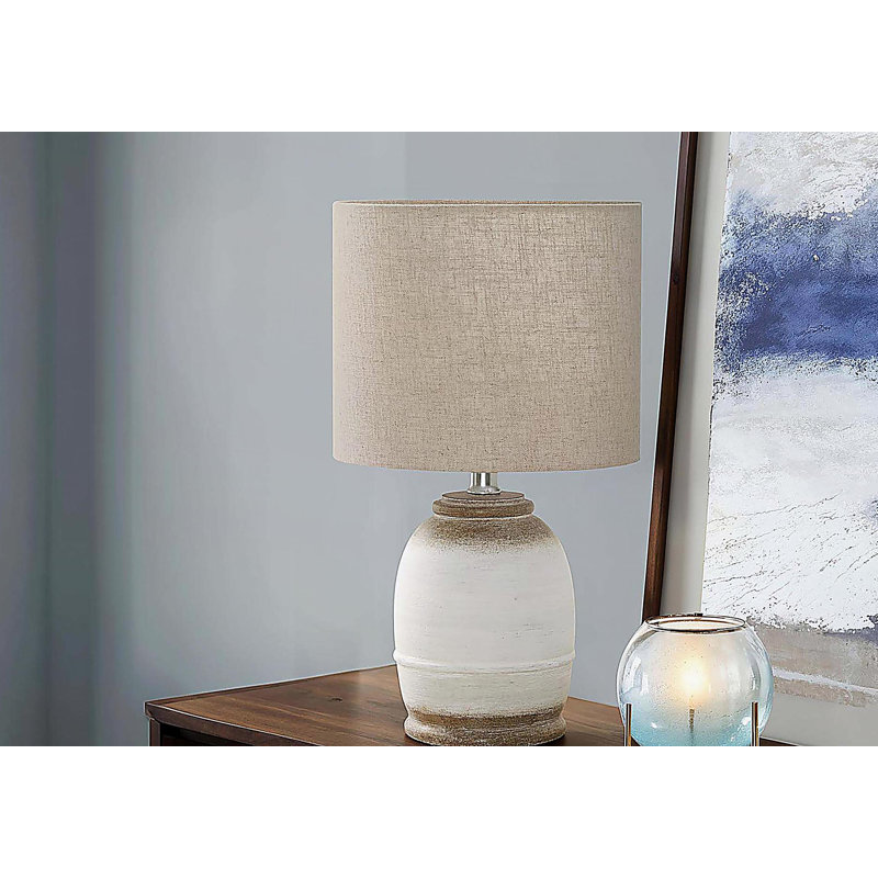 Lighting, 16"h, Cream Resin, Beige Shade, Contemporary