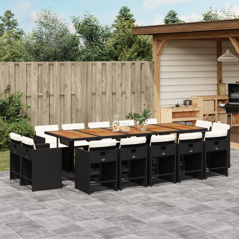  Ensemble de 14 chaises de patio noir et blanc crème