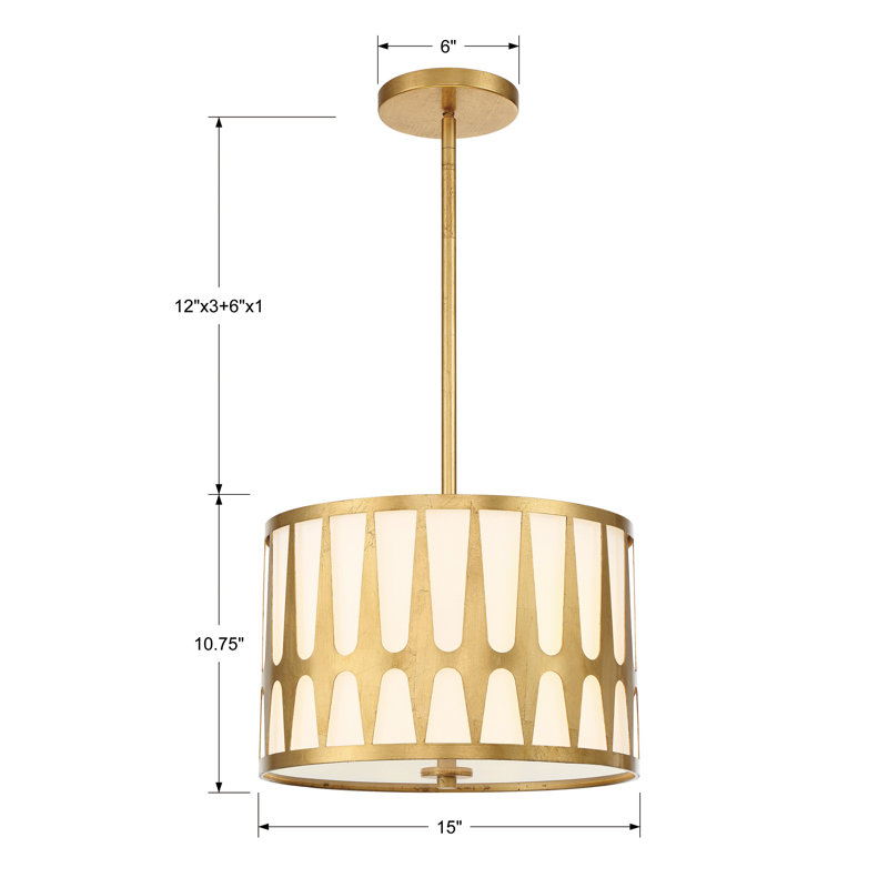 Luminaire suspendu cylindrique 5 lumières Athziri, 15", Or
