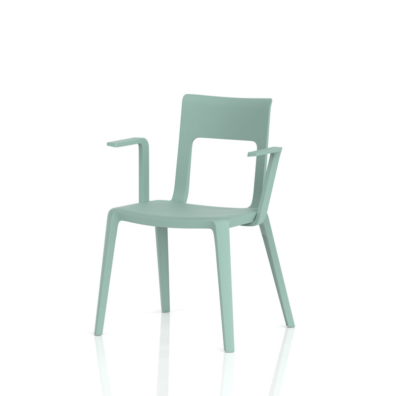 Nest Edge Stacking Cafe & Bistro Chair White with Arms, Green