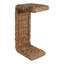 Table d'appoint sculptée en fibre de bananier sculptée en forme de C pour un usage domestique - Table de bout étroite de style naturel pour le salon - 25 po, brun