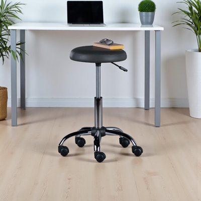 Vanora Charcoal and Chrome Adjustable Cushion Seat Swivel Stool