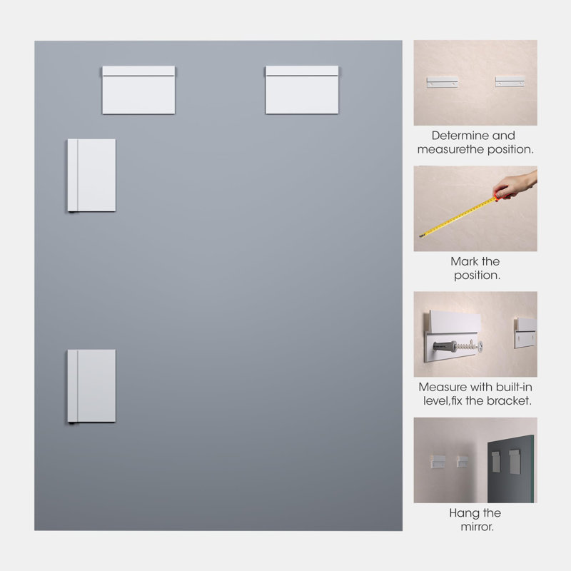 Ebern Designs Rectangle Frameless Wall Mirror Set  Home Gym & Bathroom Mirror Anti-Fog with Tempered Glass, 39.4" x 29.9"