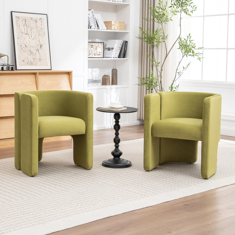 Jaimyn Upholstered Barrel Chair, Green Velvet