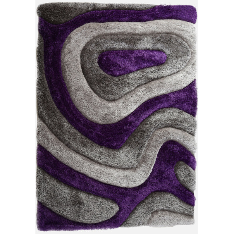 Thionville Shag Purple/Grey Shag Area Rug, Rectangle 5' x 7'