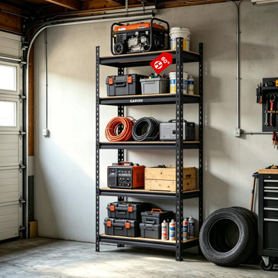 Heavy Duty 5-Tier Metal Storage Rack for Garage – Adjustable Organizer Shelf – 2204 lbs Capacity – MDF Shelves – Freestanding Storage for Kitchen, Pantry, Basement & Laundry