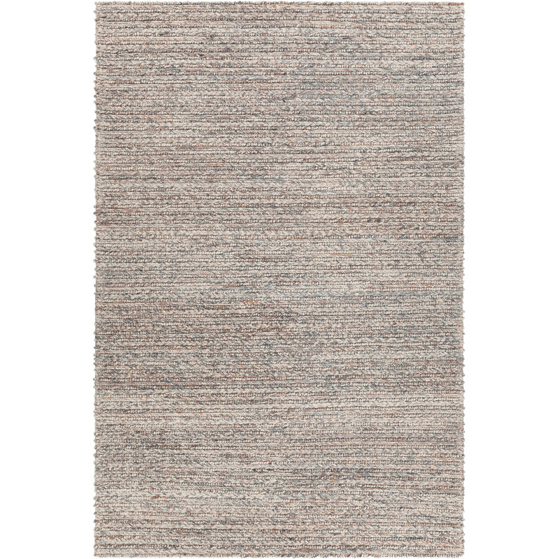 Tapis ivoire / gris en laine fait à la main Aranda, Rectangle 5 pi x 7 pi 6 po