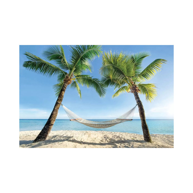 Hammock Between Two Palm Trees by Jan Becke - Wrapped Canvas Print, 30.48 cm H x 45.72 cm W