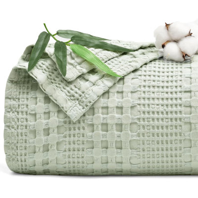 PHF Cooling Waffle Blanket,Lightweight 60% Rayon Derived from Bamboo & 40% Cotton Breathable Blanket for Hot Sleepers, Soft and Luxury for Bed Couch and Sofa
