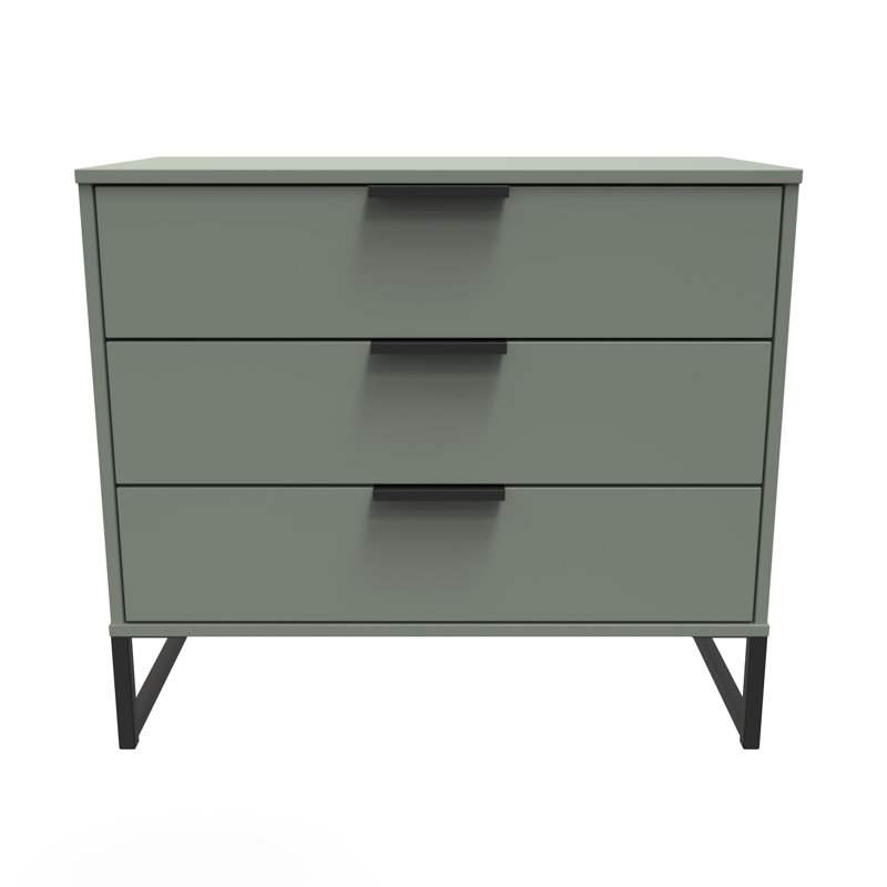 Turah 77cm W 3 - Drawer Chest of Drawers, Reed Green