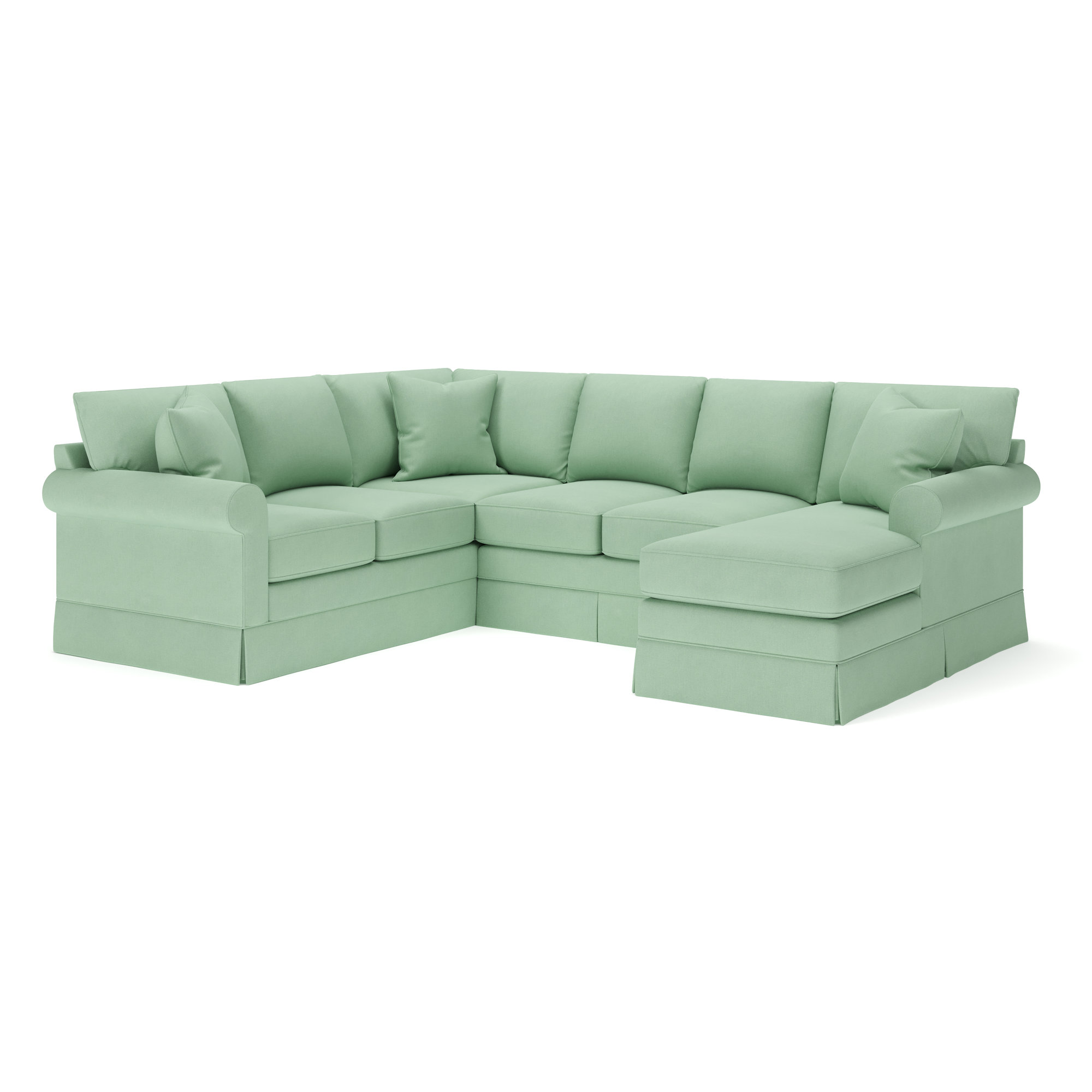 Friedman Upholstered Chaise U-Sectional, Bayou Spray Canvas, Right Hand Facing