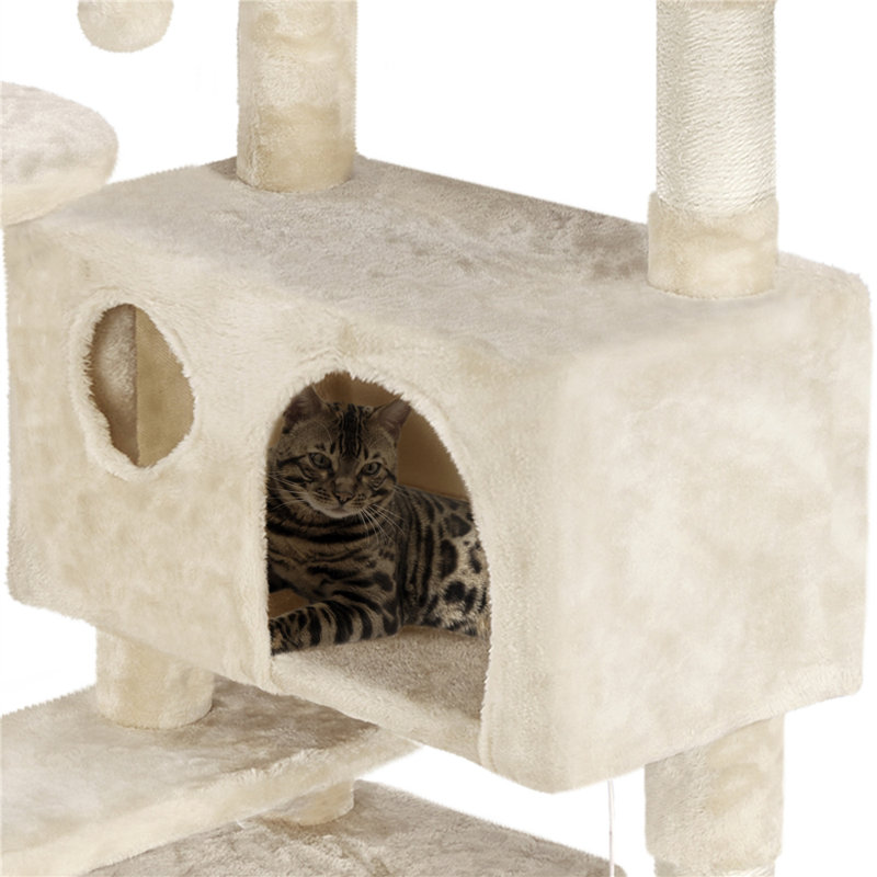 Cat Tree, Beige, 158cm H x 49cm W x 49cm D