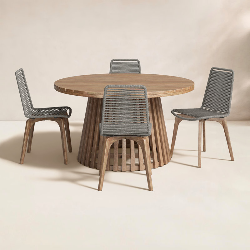 Bardolf Round 4 - Person 55" Round Dining Set with Armless Chairs