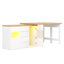 Extendable Sideboard & Dining Table Combo with LED Lighting, 4 Drawers, Glass Display Cabinet & Storage