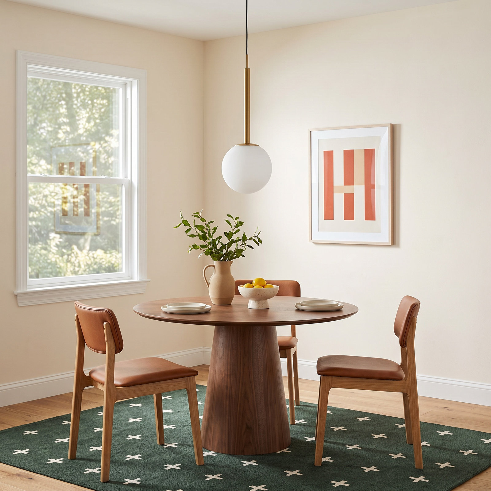 Dimmable Globe Single Light Pendant, Burnished Brass