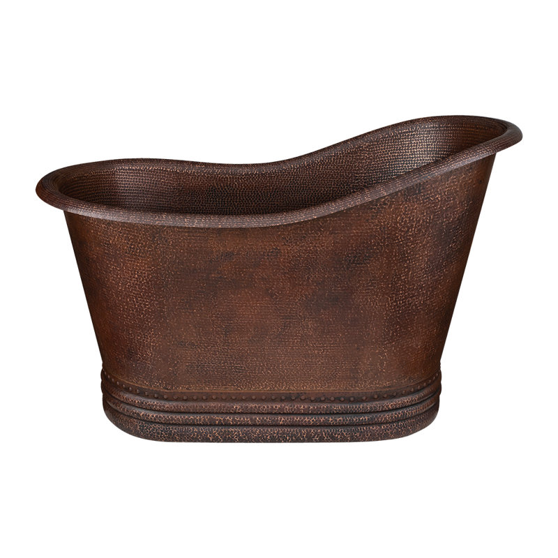 52" Hammered Copper Single Slipper Bathtub