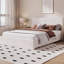 Cadre de lit tapissier grand, lit plateforme avec tête de lit, aucun sommier requis, capacité de 900 lb, assemblage facile et silencieux, blanc-55912047-55912035