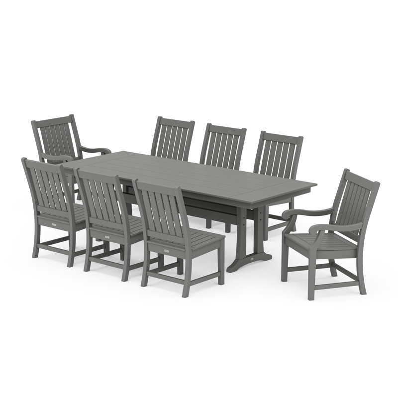 Ensemble repas 9 pièces POLYWOOD x Birch Lane Verlyn, Gris ardoise