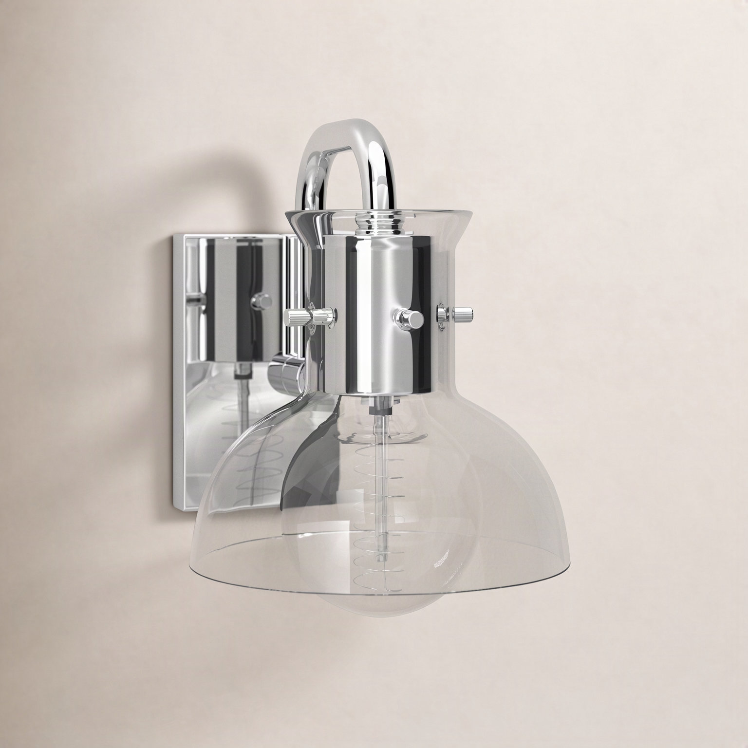 Luke Single Transparent Dimmable Bath Sconce, Polished Nickel