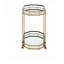 Chariot de service champagne scintillant - cadre en métal avec tablettes en miroir, rangement fonctionnel, roues verrouillables, tablettes en miroir champagne H 17,45 po, H 27,95 po