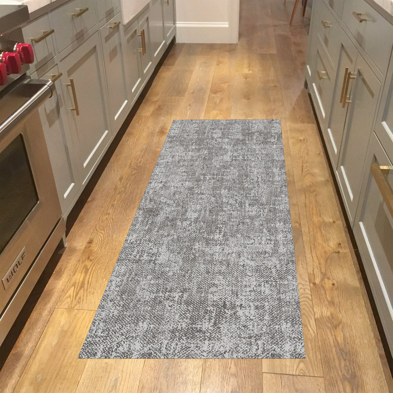 Un-Rug in Distress Low Profile Kitchen Mat by Matterly, Rectangle 2' x 6'