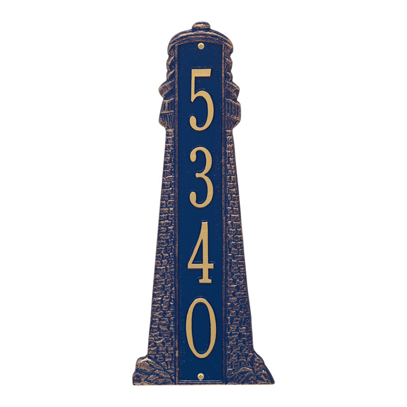 Plaque d'adresse murale personnalisée 4 lignes Hagen, Oui, Bleu / doré