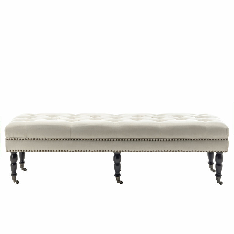 Banc rembourré en tissu Casablanca, Beige